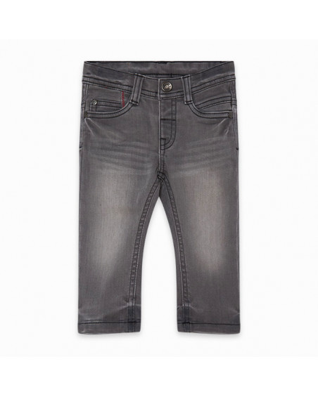 GREY WASHED OUT DENIM TROUSERS FOR BOYS BASICOS BABY