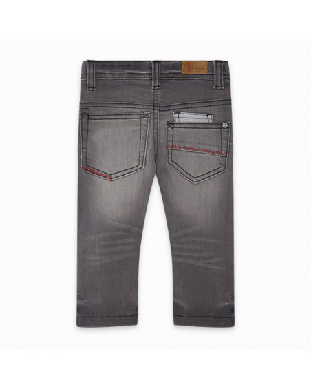 GREY WASHED OUT DENIM TROUSERS FOR BOYS BASICOS BABY