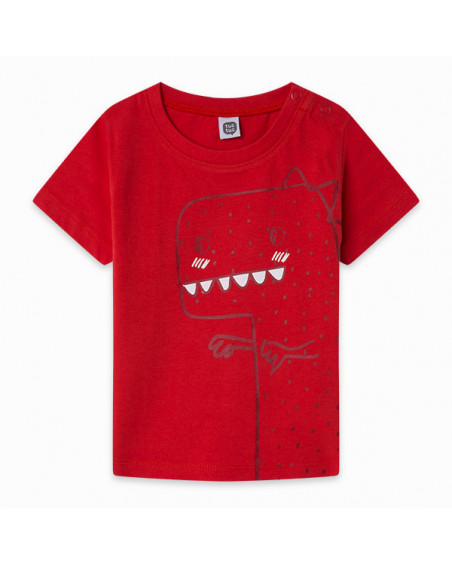RED DINOSAUR JERSEY T-SHIRT FOR BOYS BASICOS BABY