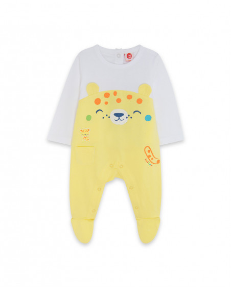 Yellow long with feet jersey rompers for boys hi! sunshine
