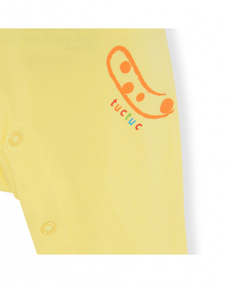 Yellow long with feet jersey rompers for boys hi! sunshine