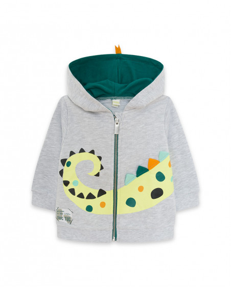 Grey zip plush hoddie for boys in the jungle