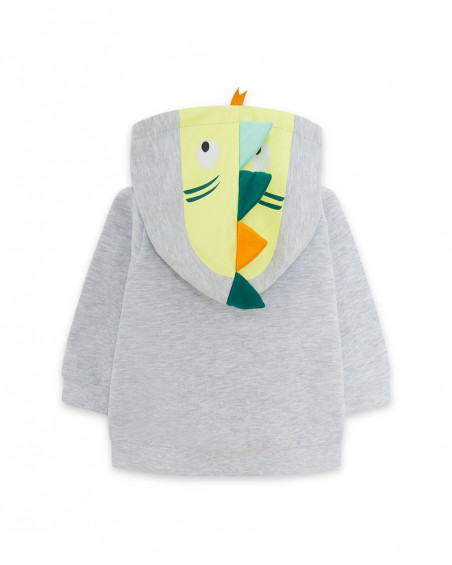 Grey zip plush hoddie for boys in the jungle