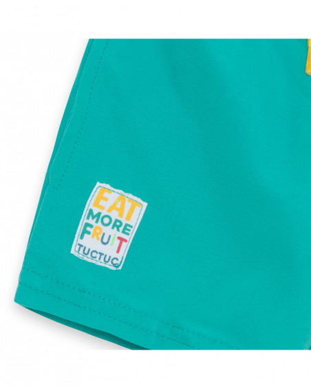 Blue message swimming trunks for boys fruitty time