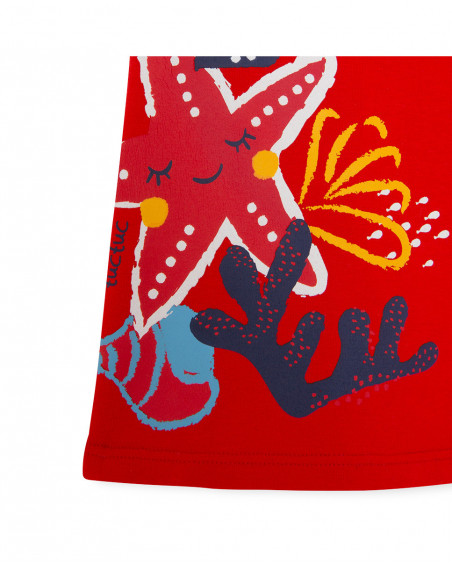 Red printed jersey t-shirt for girls red submarine