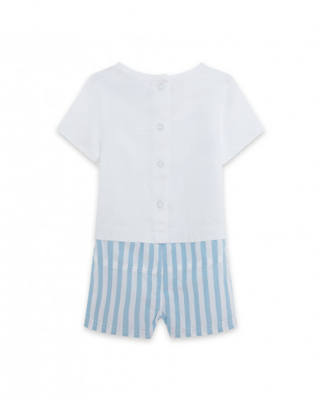 Blue short jersey and poplin rompers for boys so cute
