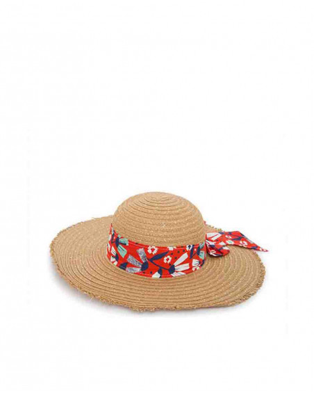 Red flowers raffia hat for girls sea lovers