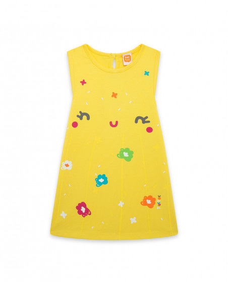 Yellow suspenders jersey dress for girls funcactus
