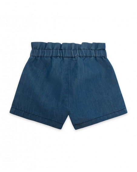 Blue buttons denim shorts for girls red submarine