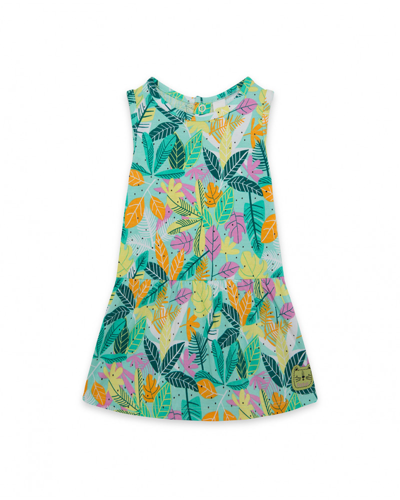 Green suspenders jersey dress for girls in the jungle