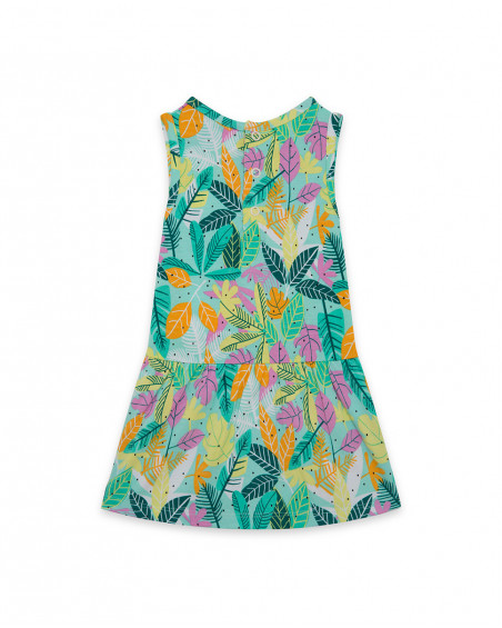 Green suspenders jersey dress for girls in the jungle