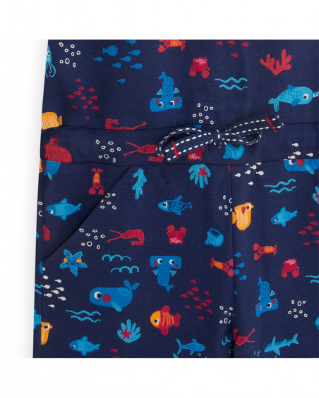 Blue printed jersey jumpsuit for girls red submarine