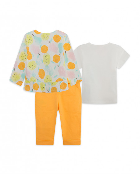 Orange printed jersey 3 pieces suit for girls picnic time