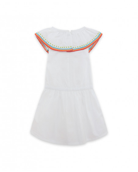 White ruffle poplin dress for girls summer festival