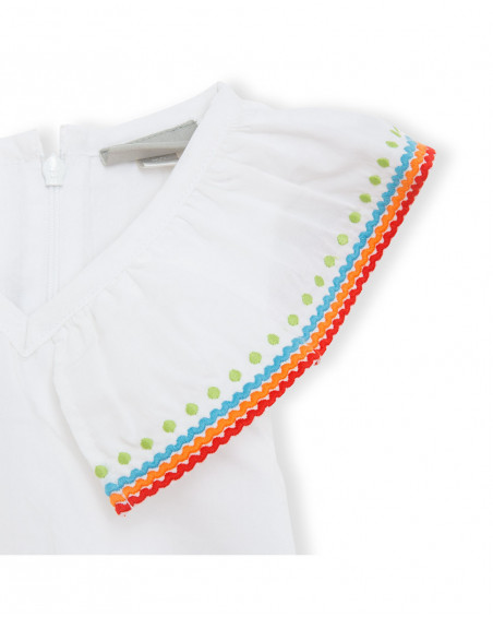 White ruffle poplin dress for girls summer festival