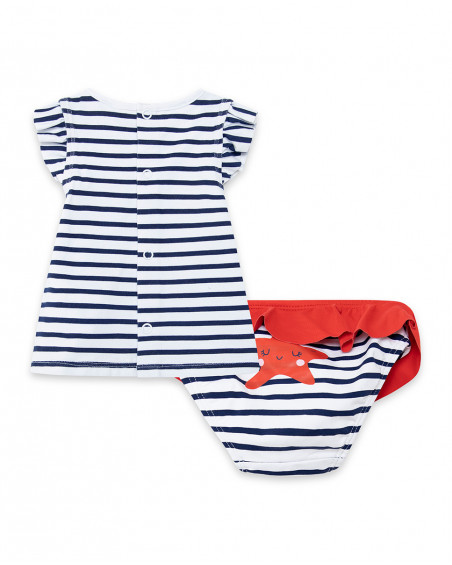 White striped bathing suit for girls little pirates