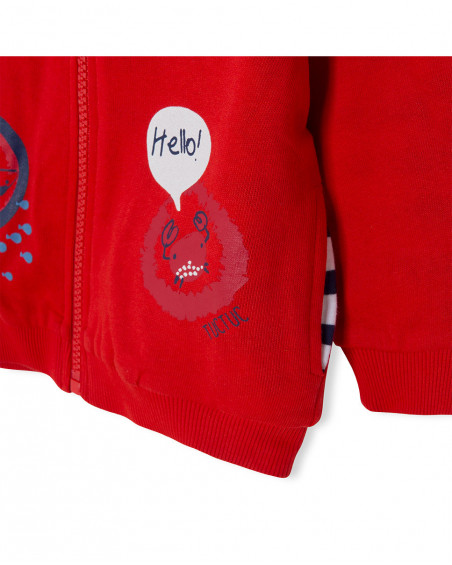Red zip plush hoddie for boys red submarine