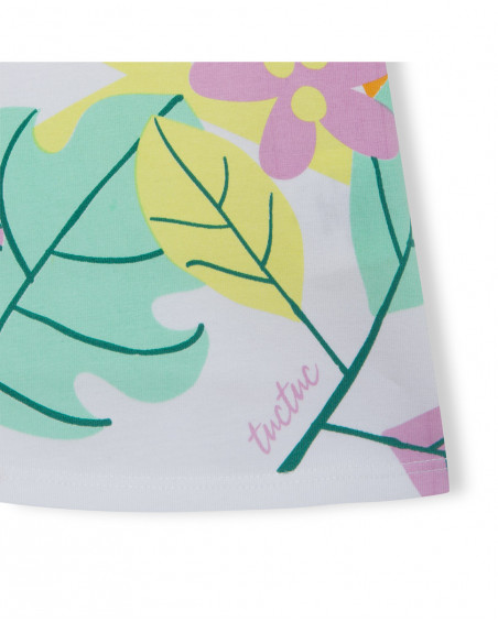 White printed jersey dress for girls in the jungle White printed jersey dress for girls in the jungle