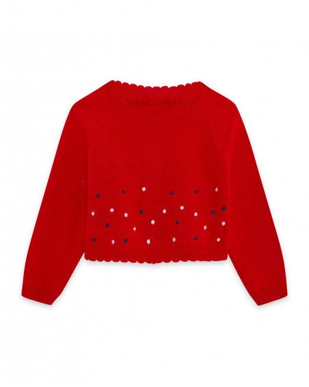 Red buttons knitted bolero for girls little pirates