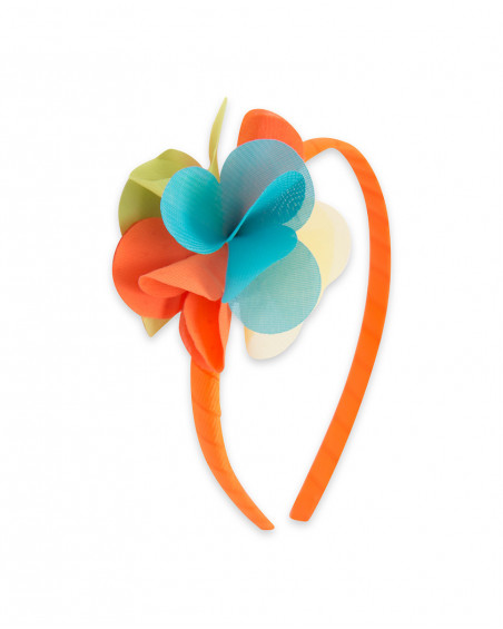 Orange flowers rigid hairband for girls summer festival