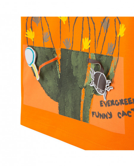 Orange printed jersey t-shirt for boys funcactus