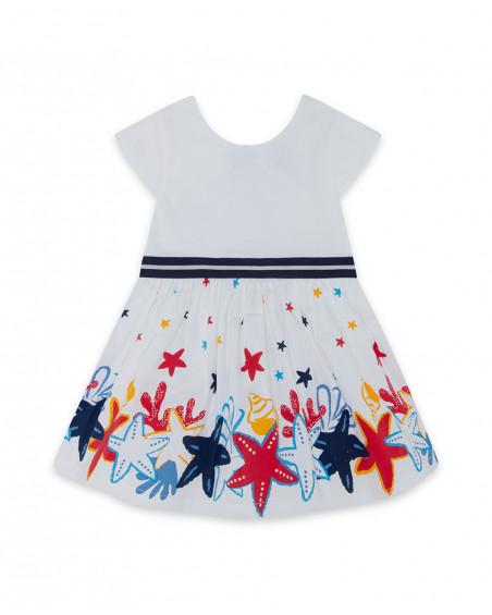 White stars poplin dress for girls red submarine