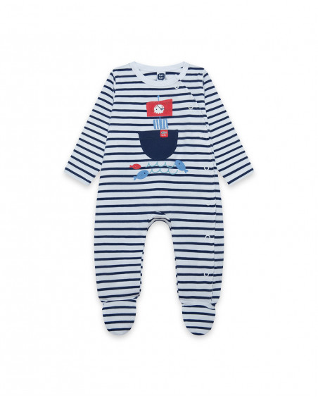White long with feet jersey rompers for boys little pirates