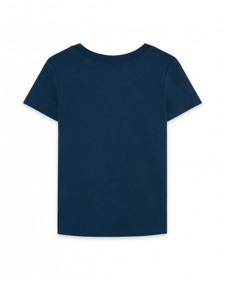 Blue printed jersey t-shirt for boys enjoy the sun