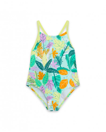 Green printed swimsuit for girls in the jungle