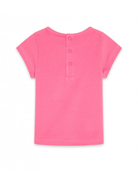 Pink little face jersey t-shirt for girls tahiti