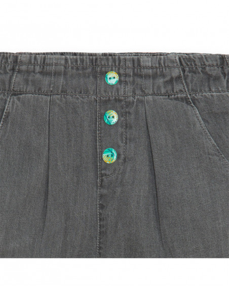 Grey buttons denim trousers for girls in the jungle