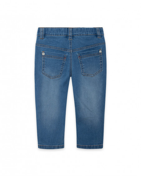 Blue washed out denim trousers for girls smile today