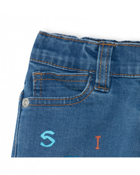 Blue washed out denim trousers for girls smile today