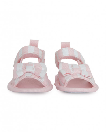 Pink bow poplin sandals for girls so cute