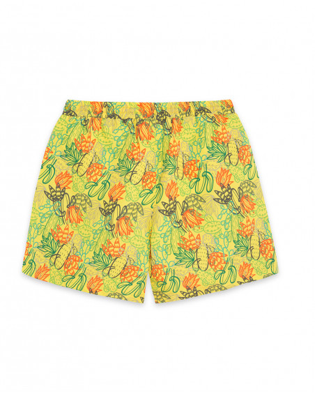 Yellow printed dad swimming trunks for boys funcactus