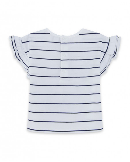 White striped jersey t-shirt for girls red submarine