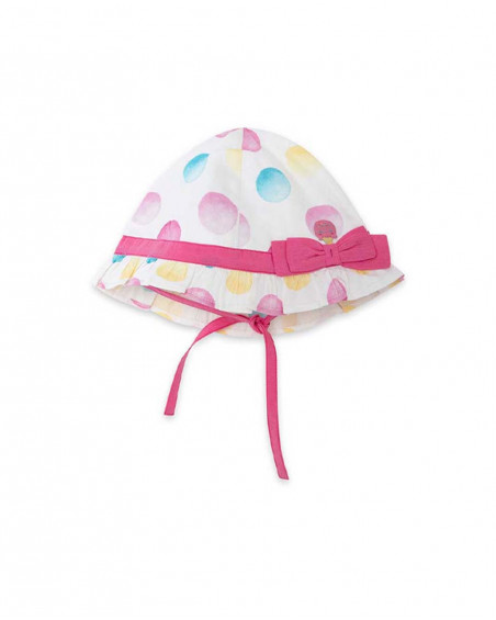White dotted poplin hat for girls icy and sweet