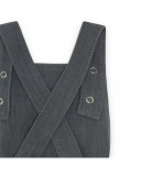 Grey leafs denim pinafore for girls in the jungle