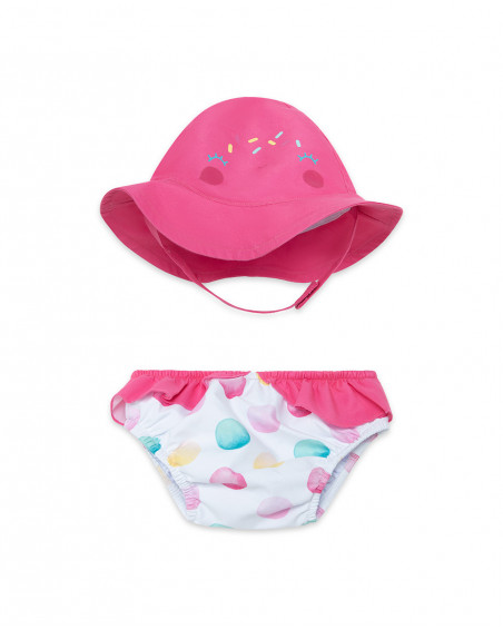 Pink dotted slip and hat for girls icy and sweet