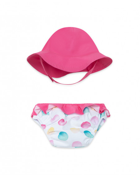 Pink dotted slip and hat for girls icy and sweet