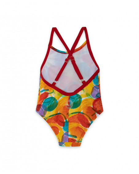 Red printed swimsuit for girls fruitty time