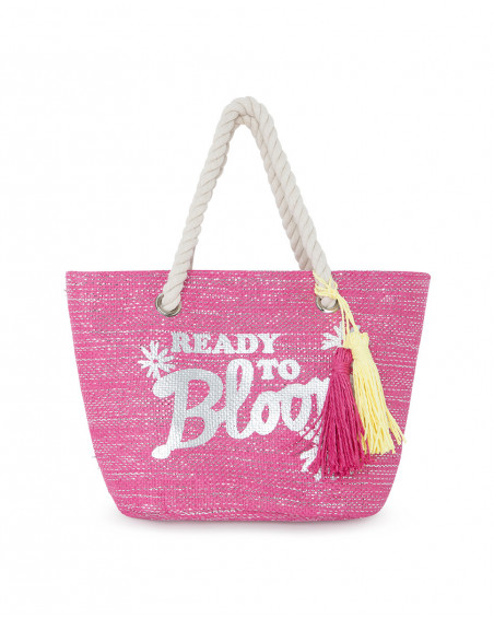 Pink message raffia handbag for girls ready to bloom