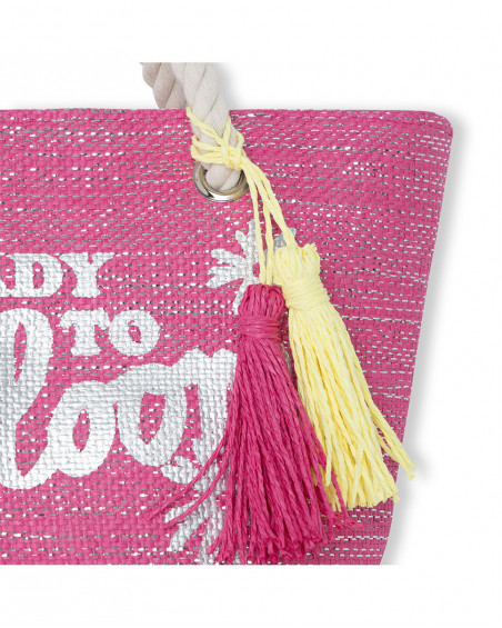 Pink message raffia handbag for girls ready to bloom