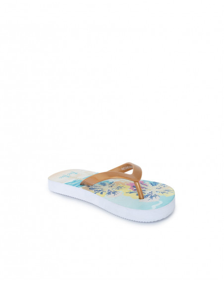 Blue printed flip flops for girls venice beach
