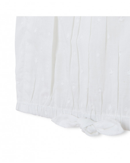 White ruffles poplin blouse for girls fruitty time