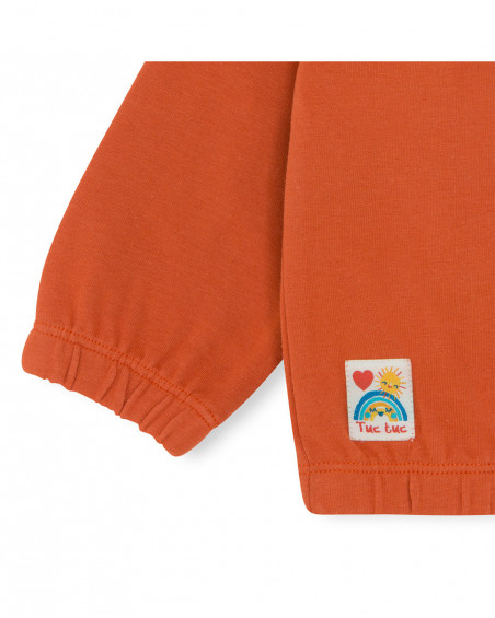 Orange closed without hood plush sweatshirt for girls smile