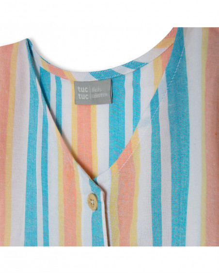 Blue striped poplin dress for girls venice beach Blue striped poplin dress for girls venice beach