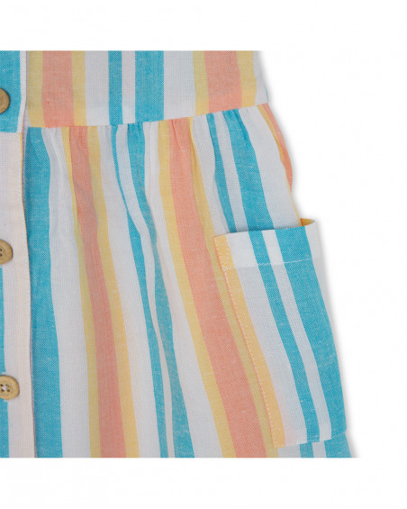 Blue striped poplin dress for girls venice beach
