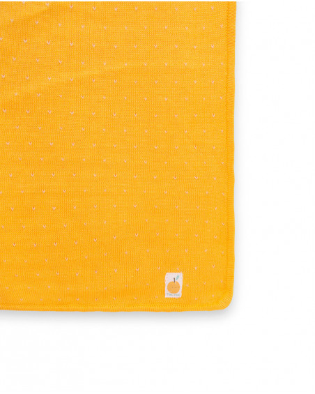 Orange hearts knitted blanket for boys picnic time