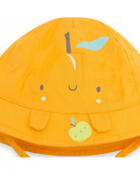 Orange checked poplin hat for boys picnic time